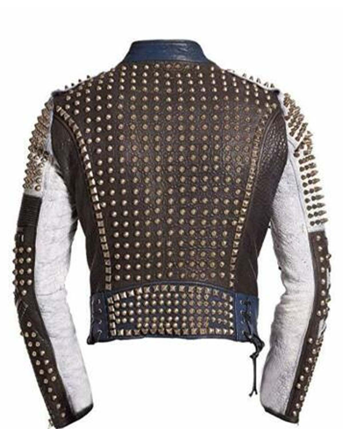 Men's Cafe Racer Funky Rider Studded Punk Retro Motorcycle Jacket