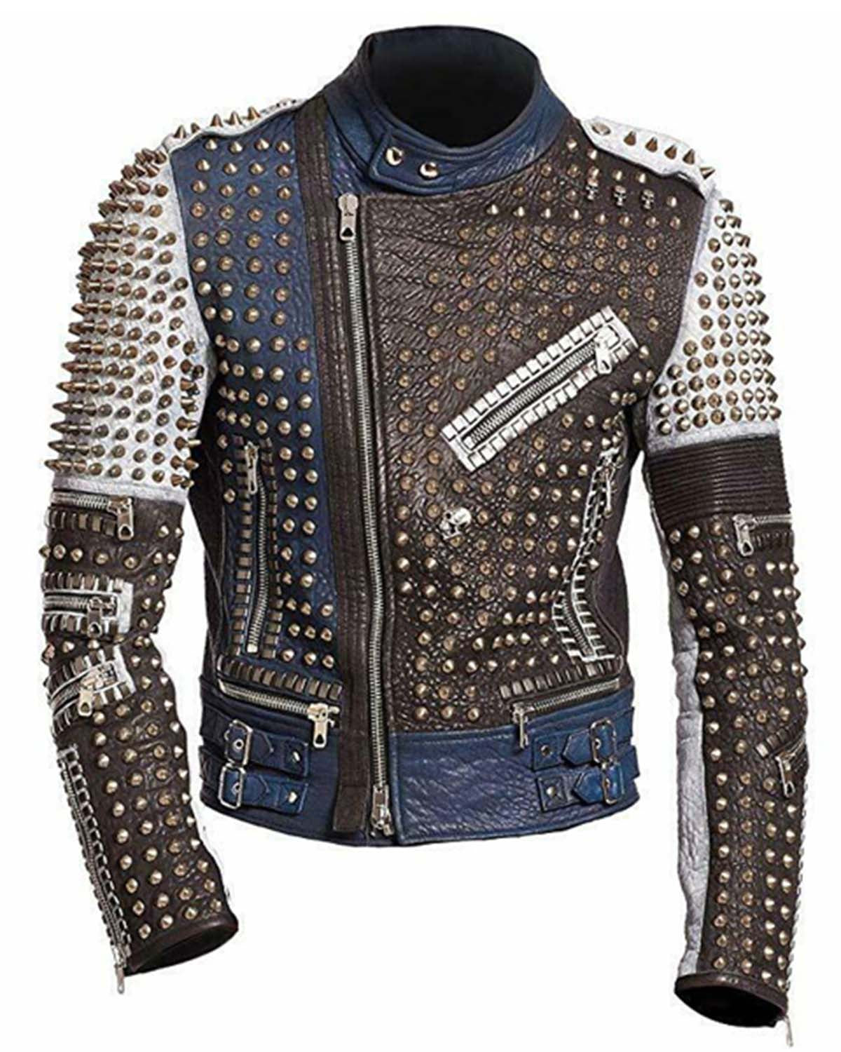 Men's Cafe Racer Funky Rider Studded Punk Retro Motorcycle Jacket