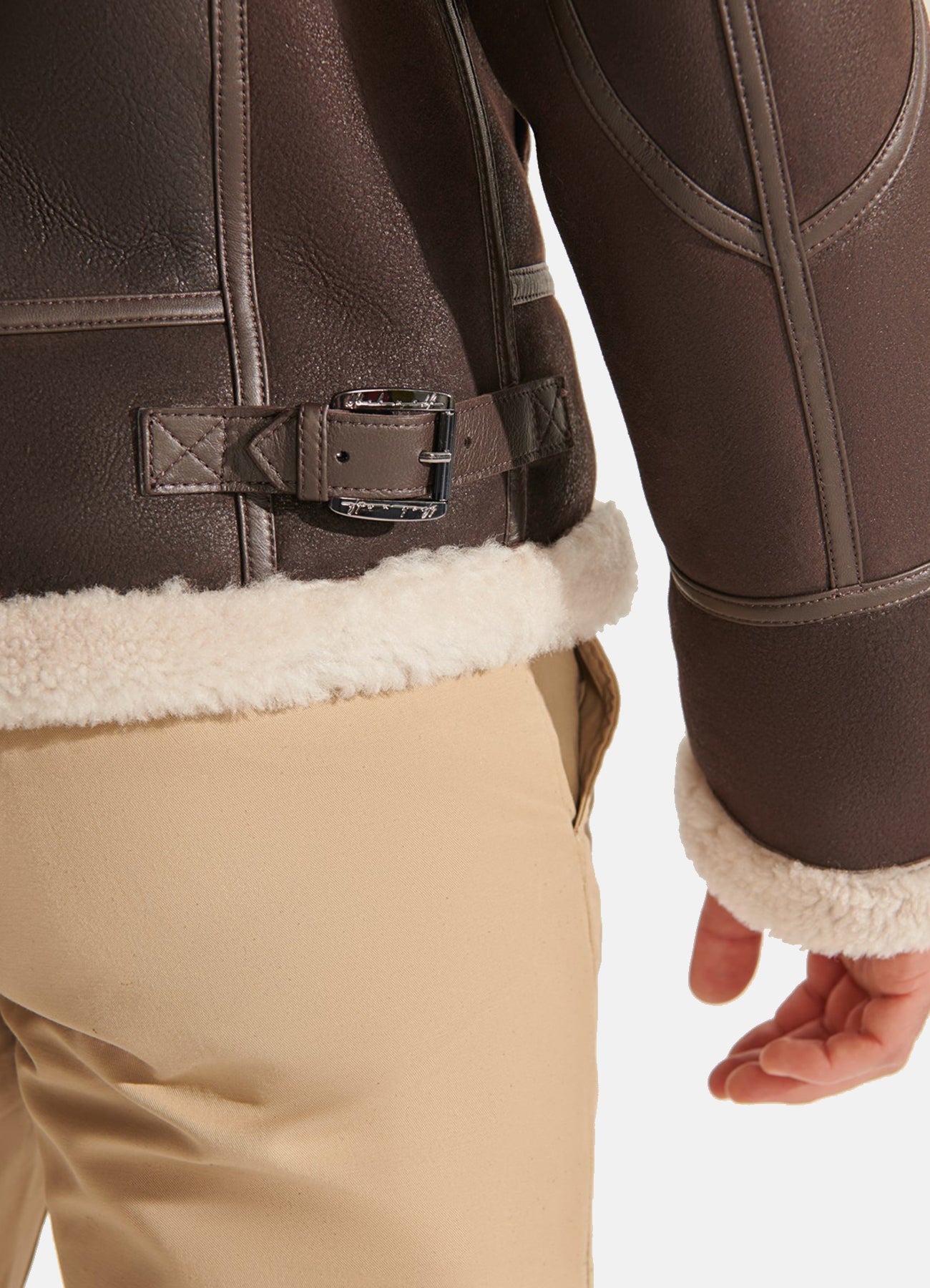 Men's Chocolate Brown Shearling Leather Jacket