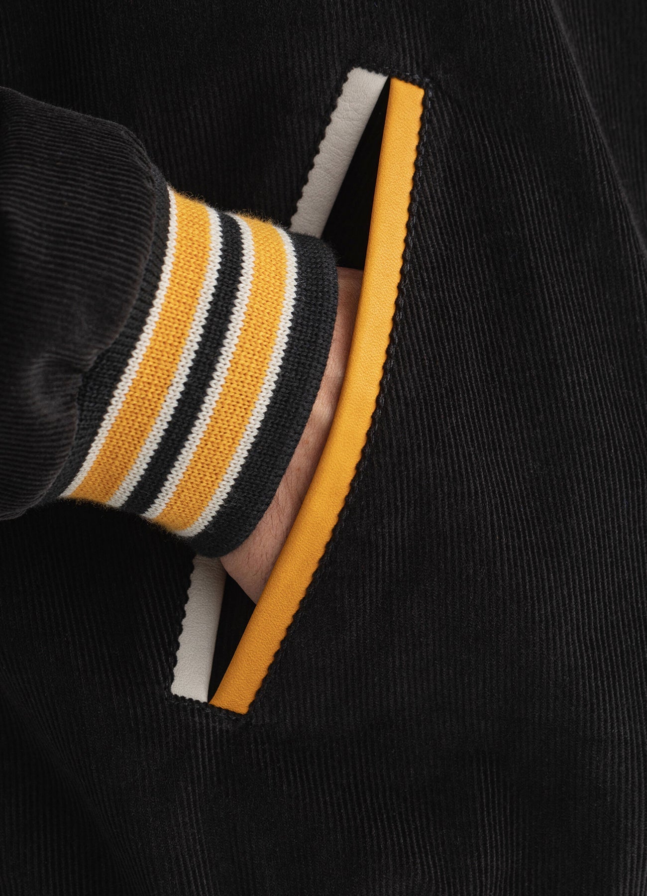 Men's Jet Black Corduroy Varsity Jacket