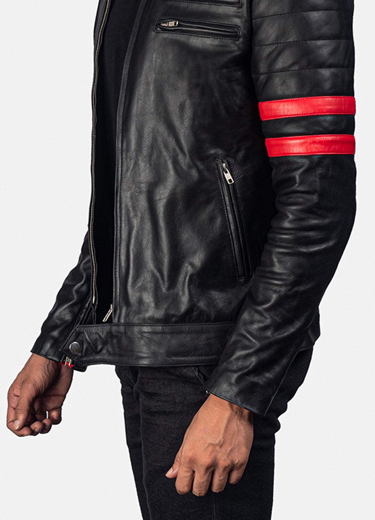 Men's Perfecto Black & Red Biker Leather Jacket