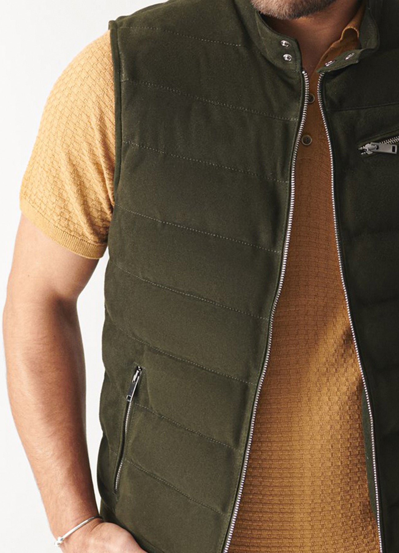 Men's Seaweed Green Suede Leather Vest