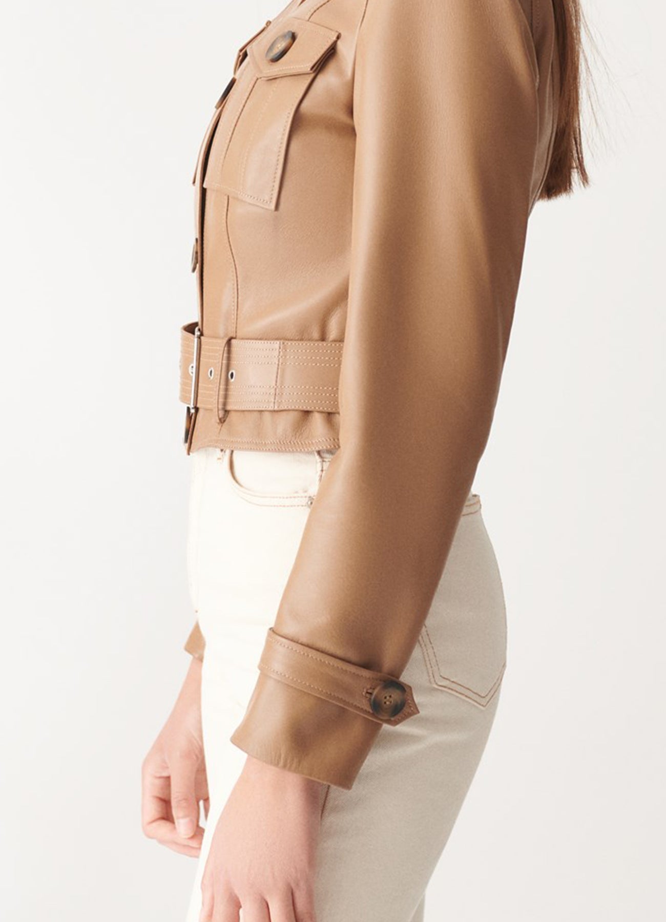 Women's Authentic TAN Biker Leather Jacket