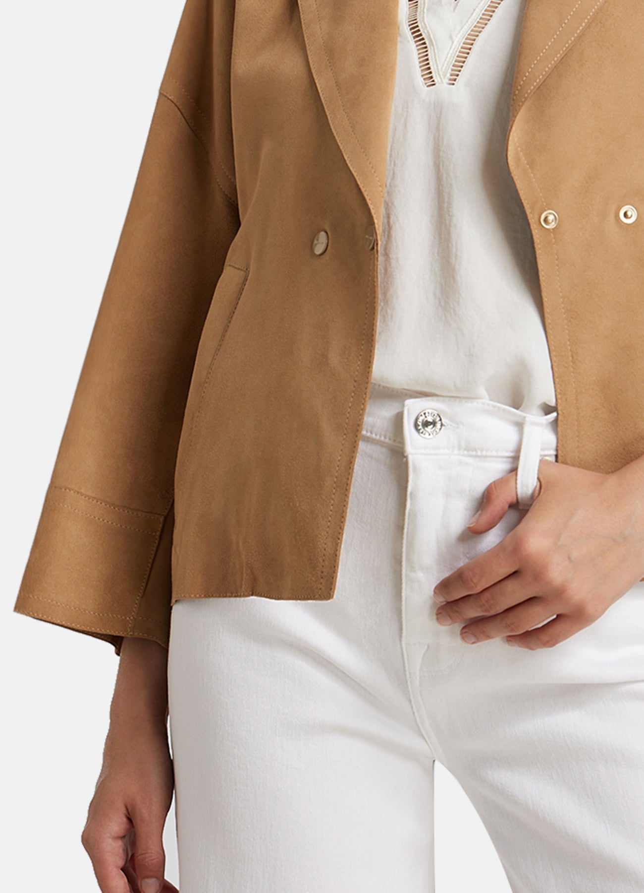 Women's Casual TAN Suede Leather Jacket