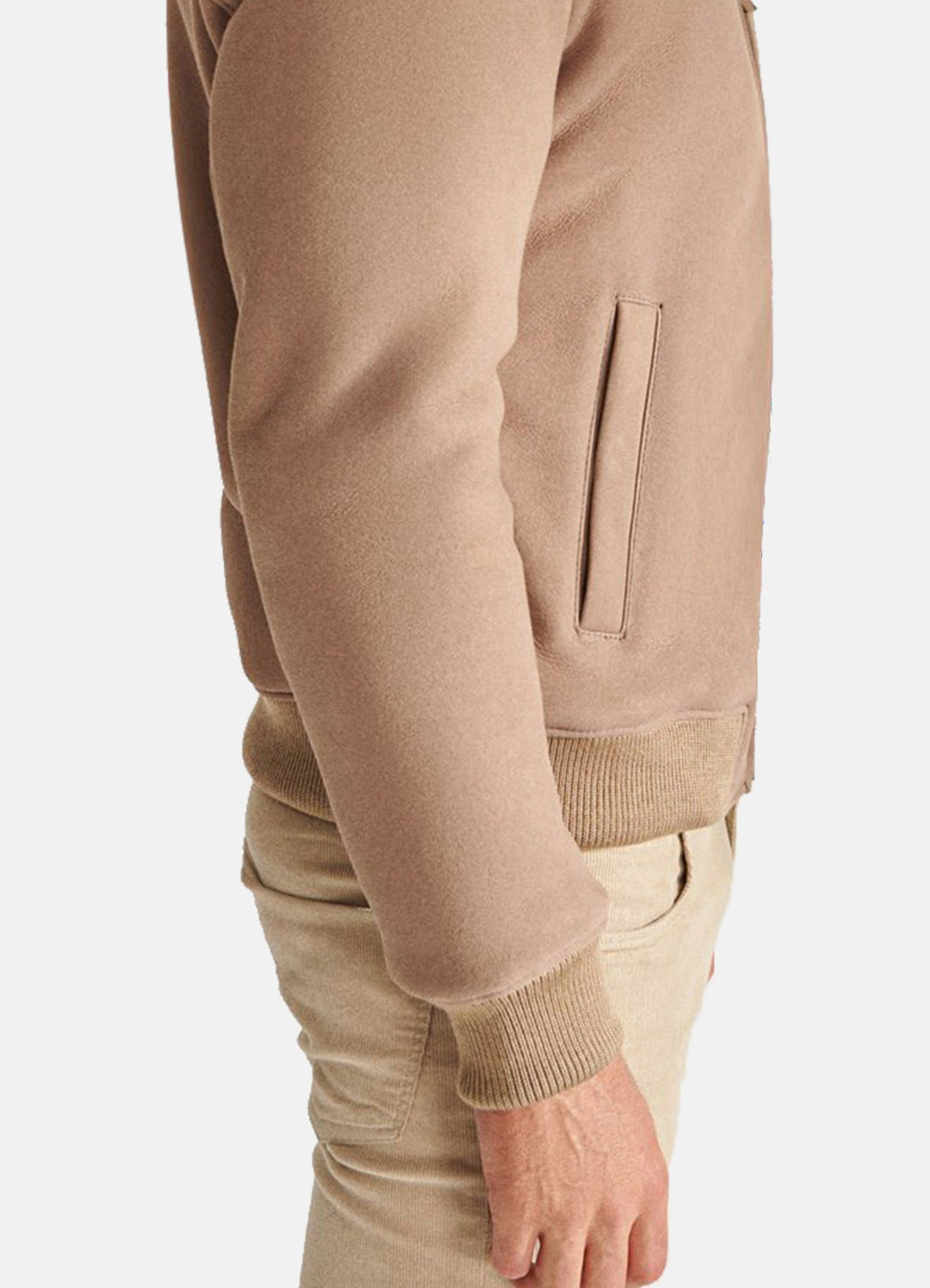 Men's Beige Sports Shearling Leather Jacket