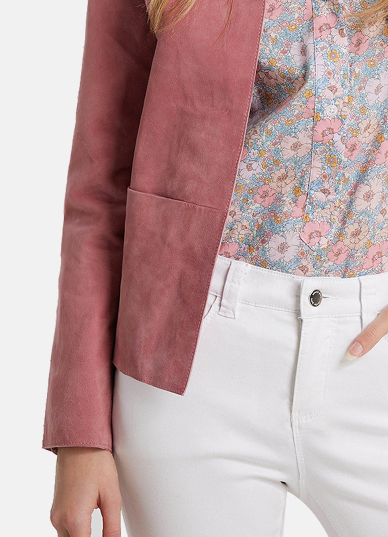 Women's Vintage Pink Suede Leather Jacket