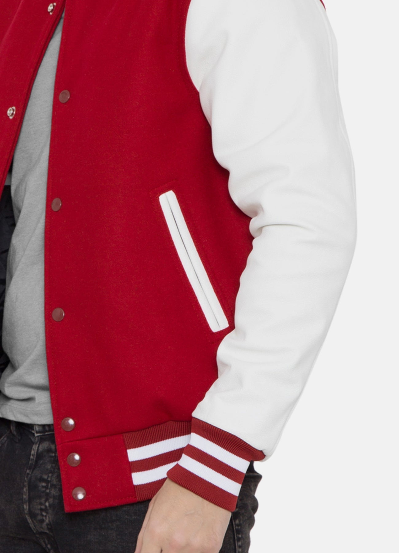 Men's Casual Red and White Varsity Jacket