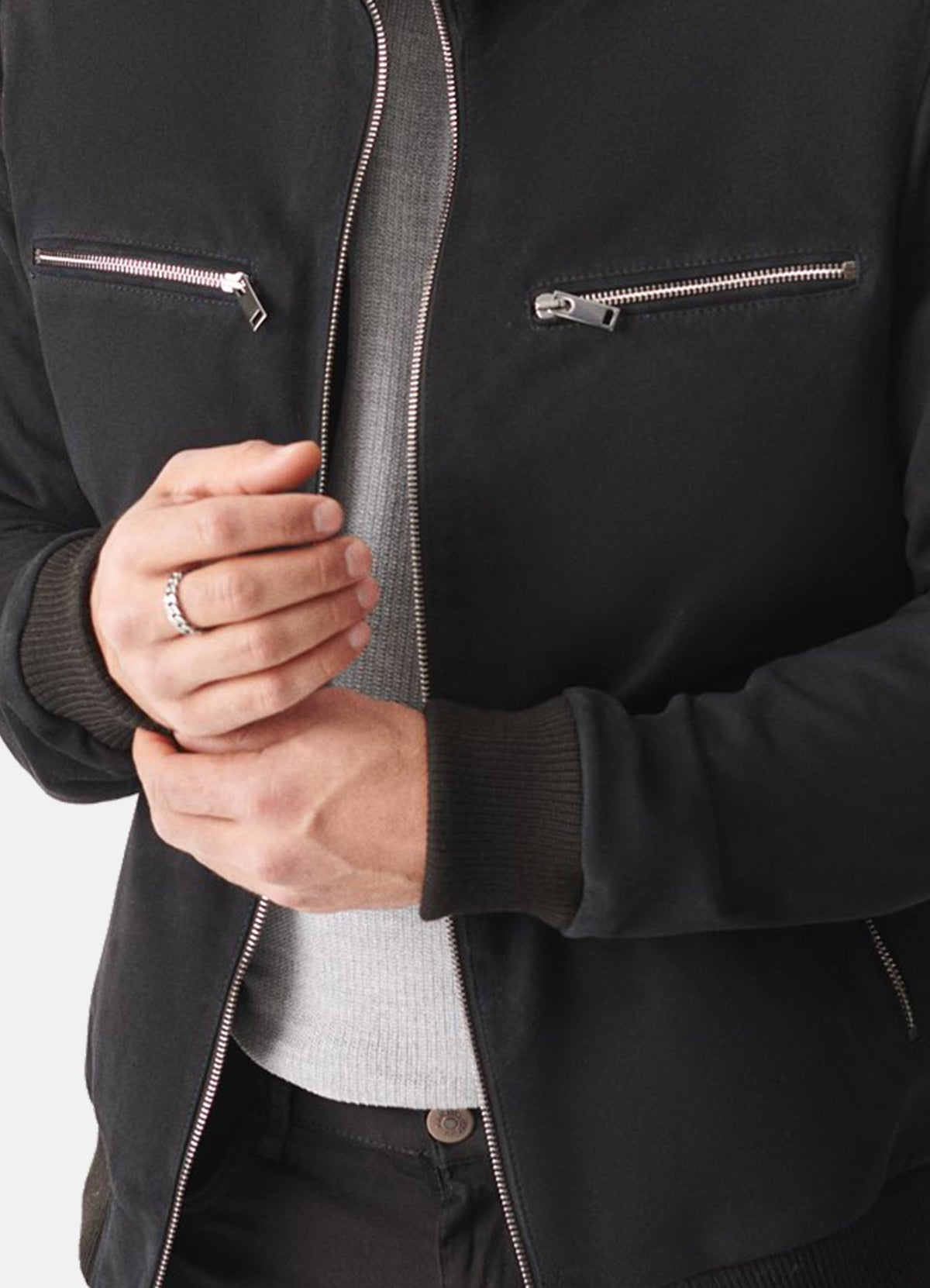 Men's Matt Black Suede Leather Jacket