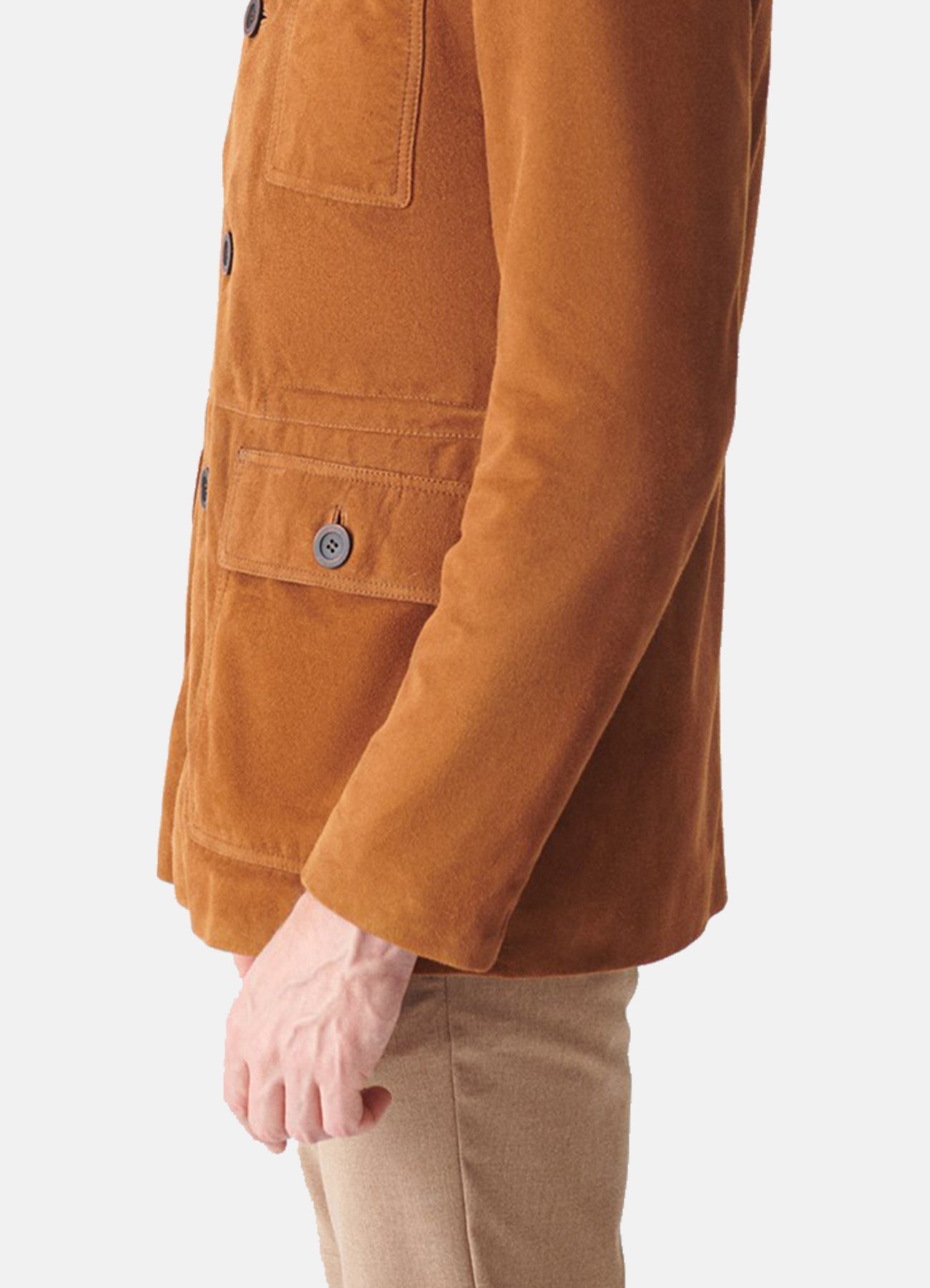 Men's TAN Long Length Suede Leather Jacket
