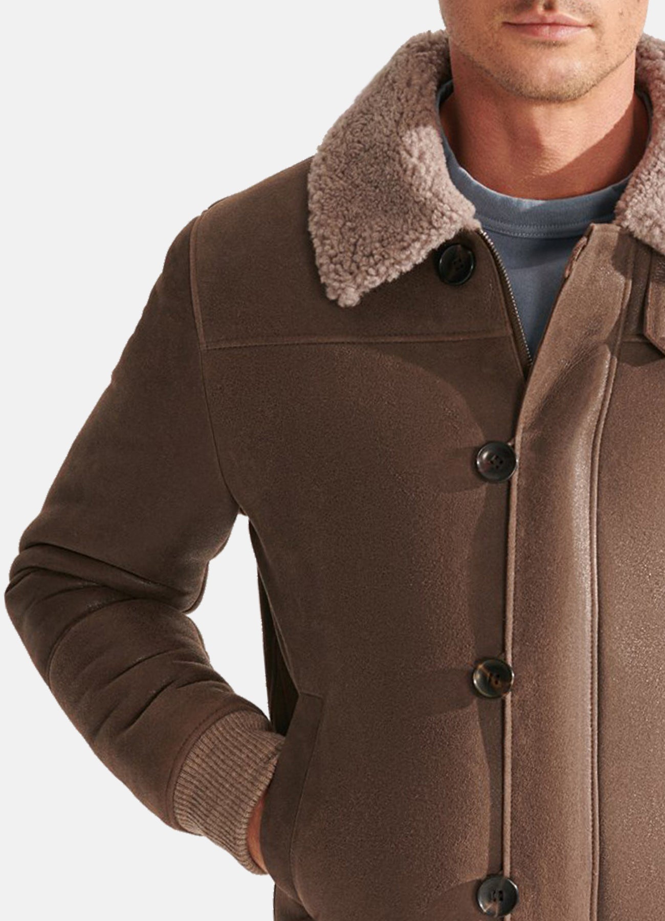 Men's Dark Brown Shearling Leather Jacket