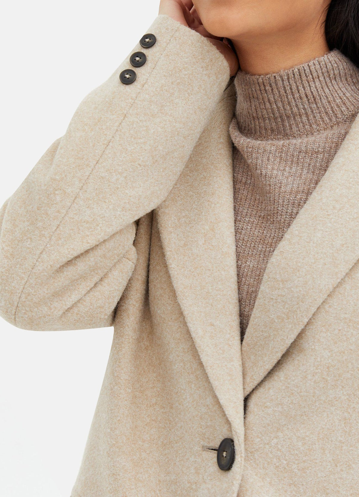 Women's Off White Wool Long Coat