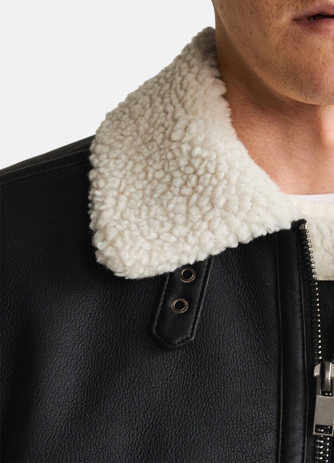 Men's Classic Black Shearling Leather Jacket