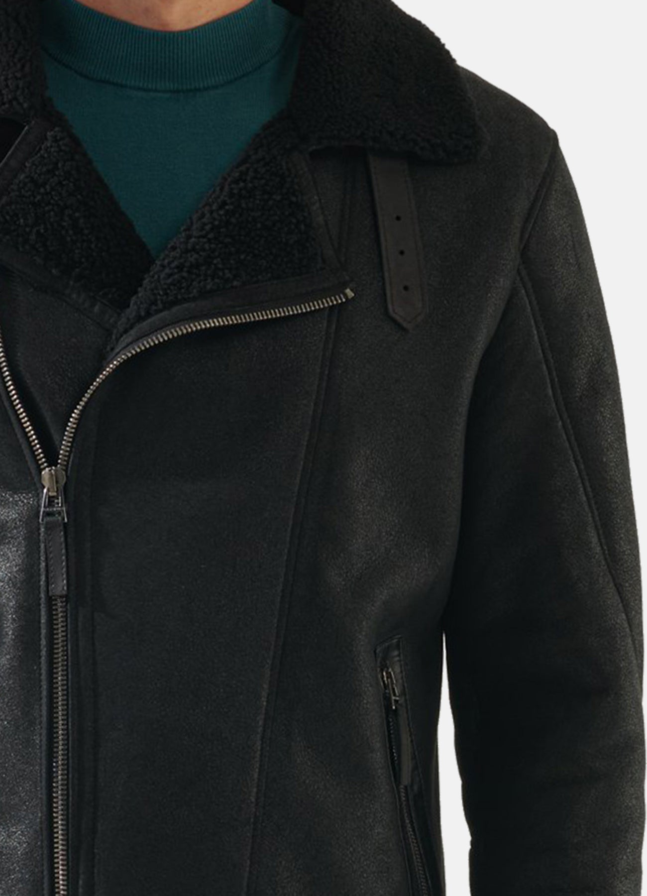 Men's Jade Black Shearling Leather Jacket