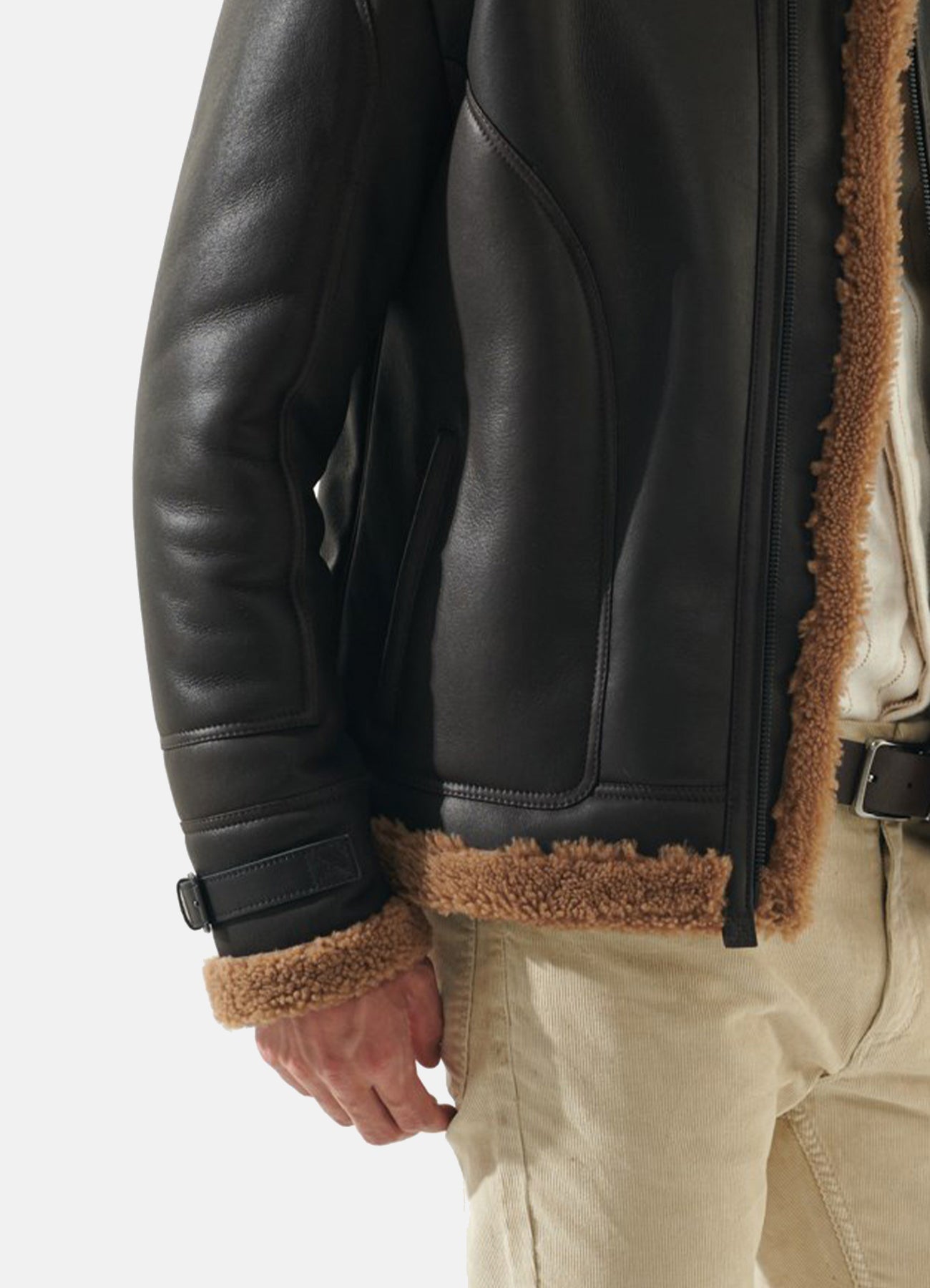 Men's Pitch Black Shearling Leather Jacket