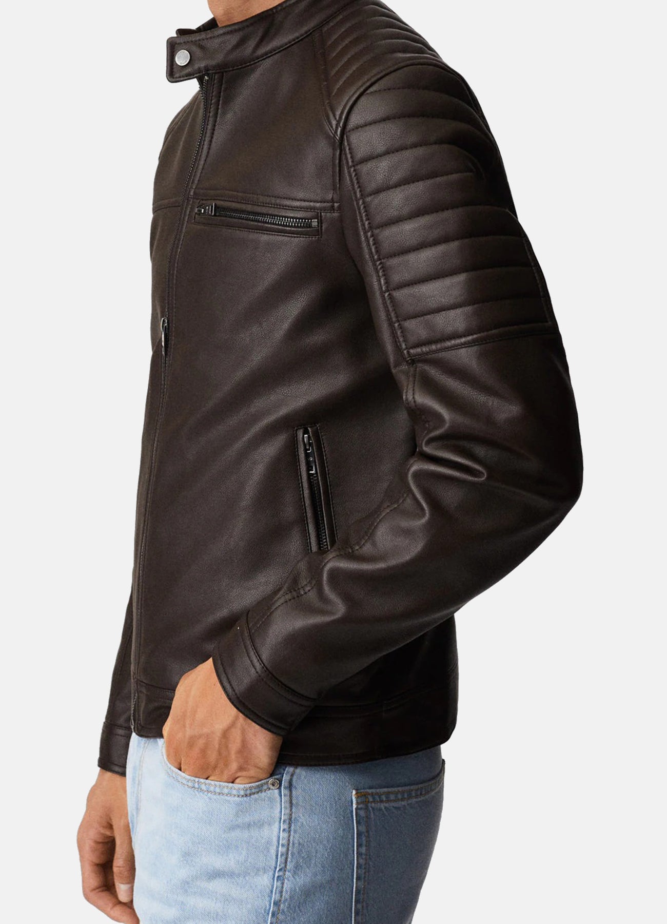 Men's Coco Brown Biker Leather Jacket