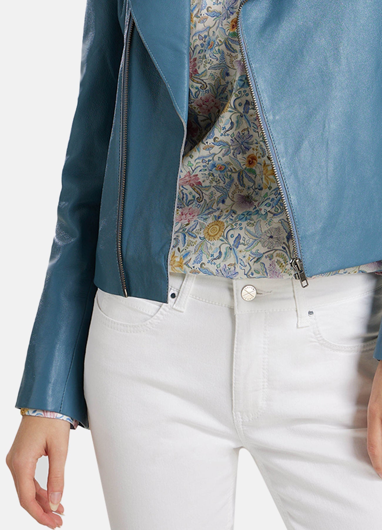 Women's Air Force Blue Biker Leather Jacket