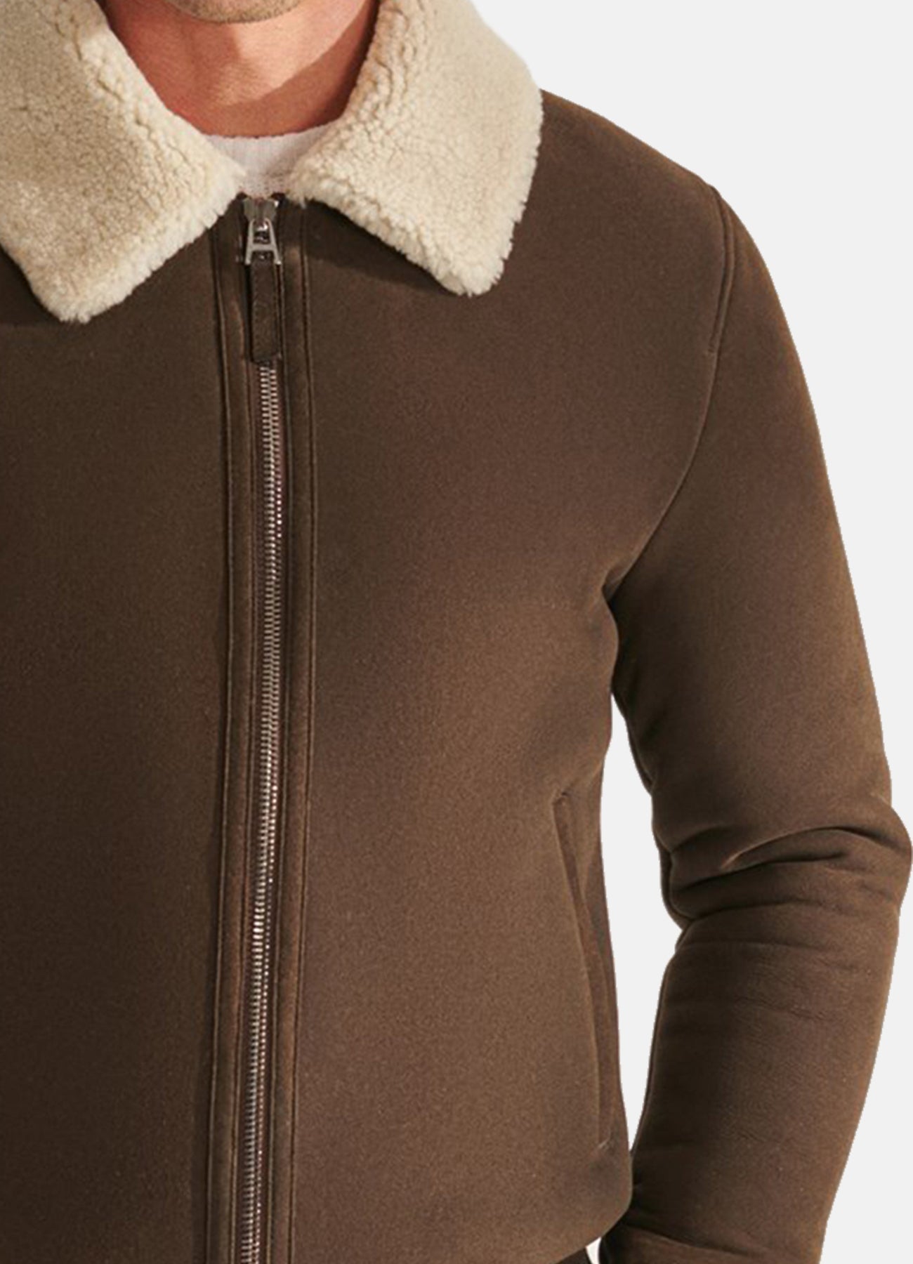 Men's Coffee Brown Shearling Leather Jacket
