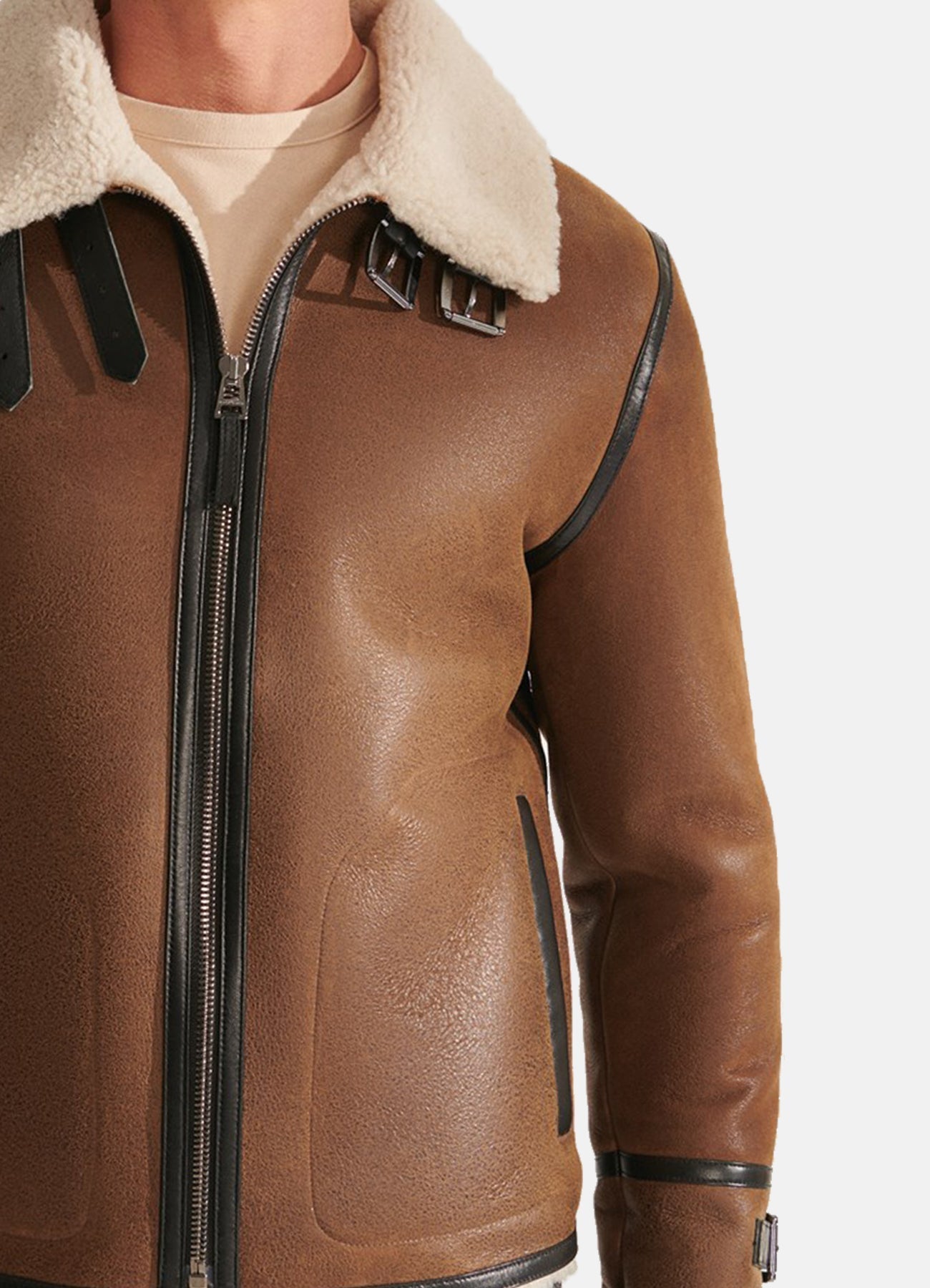 Men's Caramel Brown Shearling Leather Jacket