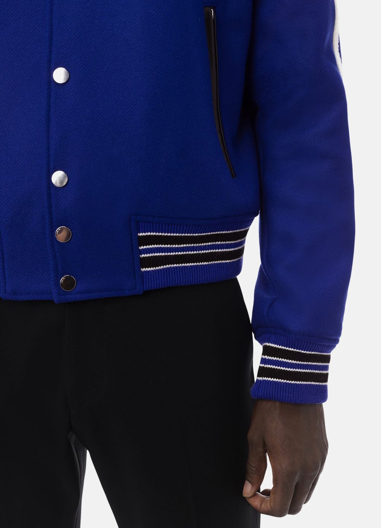 Men's Royal Blue Bone Design Varsity Jacket