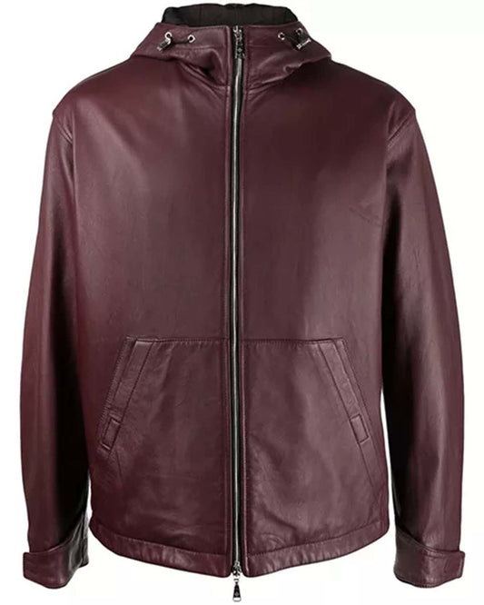 Men's Maroon Zip Up Jacket Hoodie