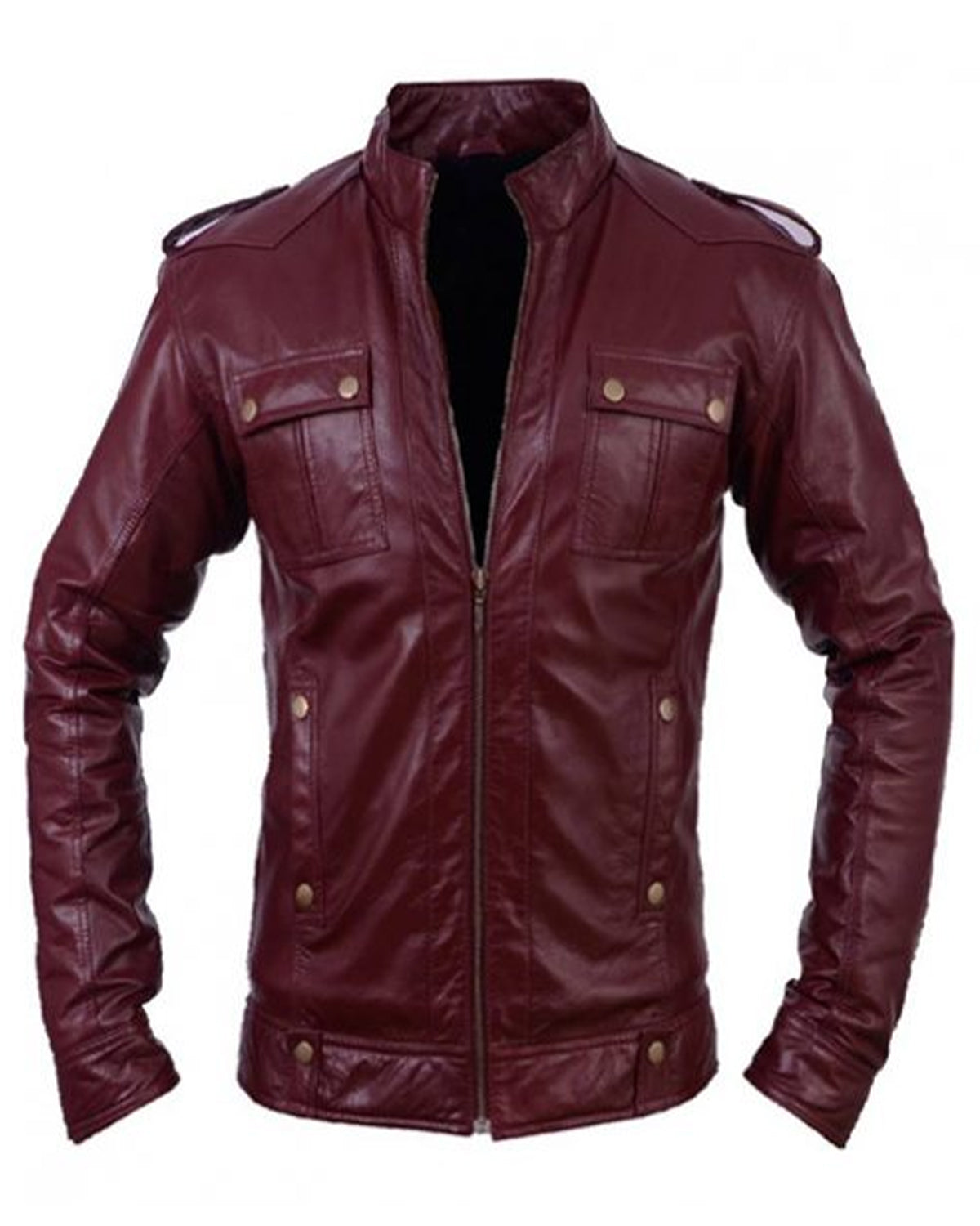 Men's Cherry Biker Vintage Motorcycle Maroon Leather Jacket