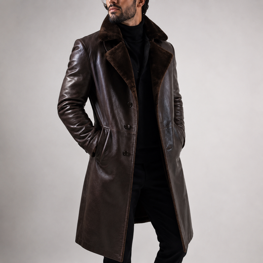 Men’s Brown Sheepskin Leather Shearling Coat
