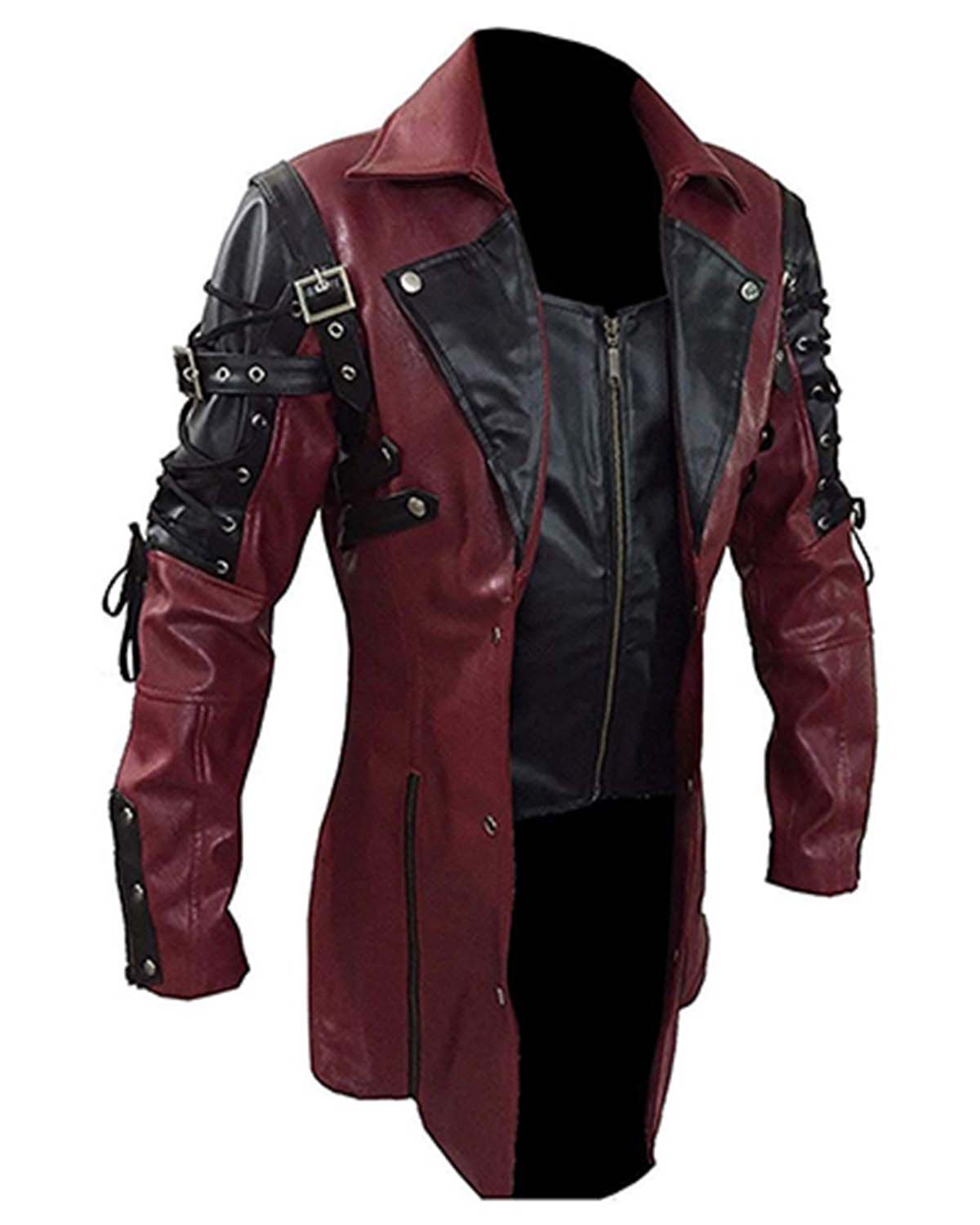 Red Matrix Leather Coat