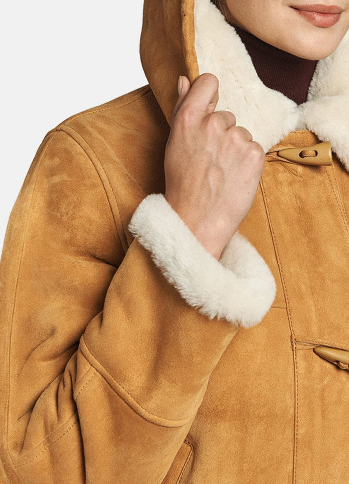 Women's Tan Shearling Leather Coat