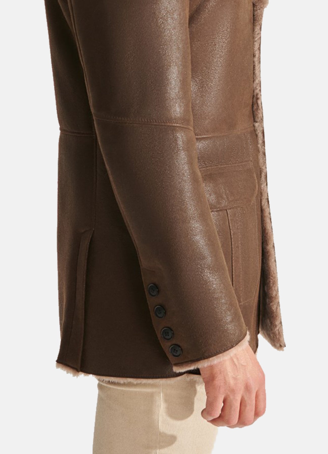 Men's Luxurious Brown Shearling Leather Coat