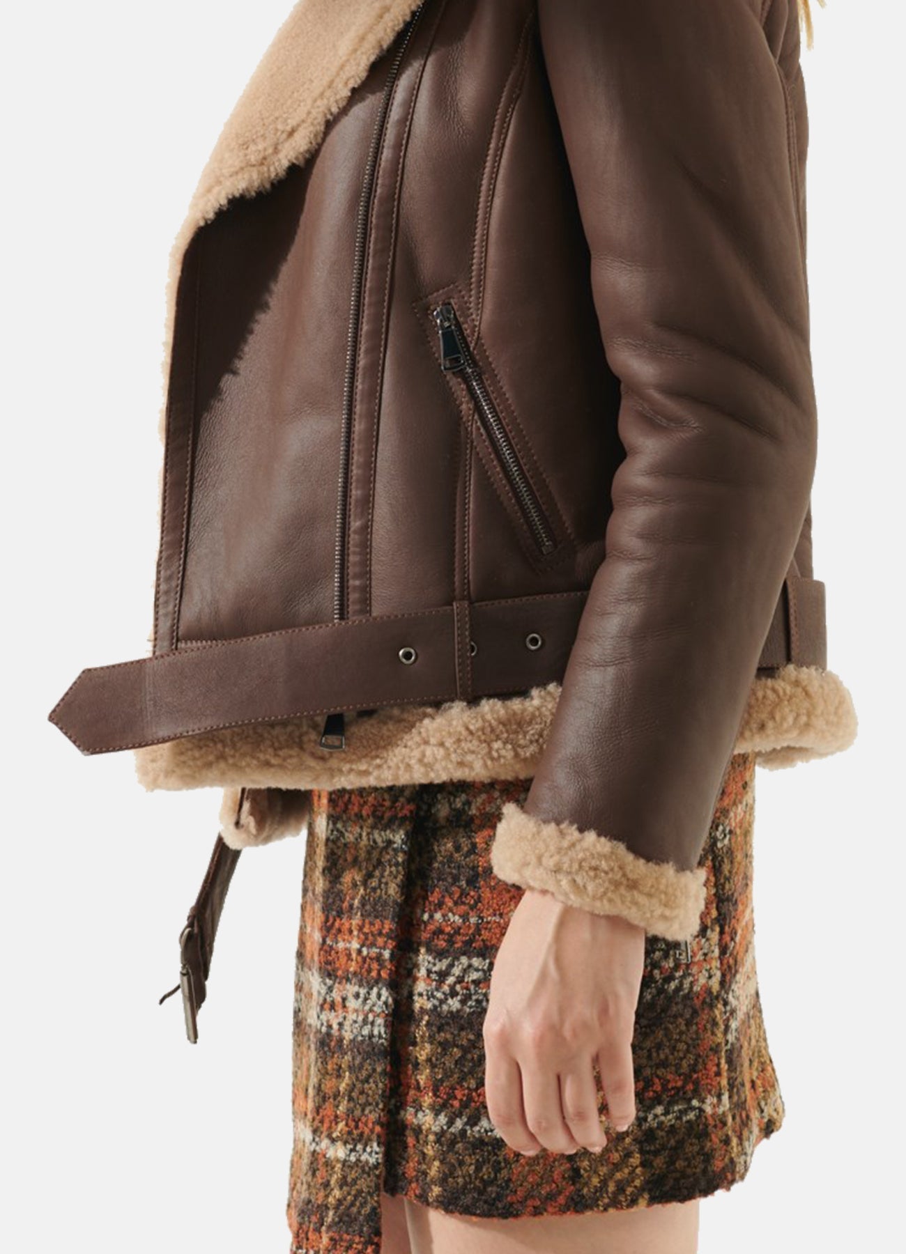 Women's Chocolate Brown Shearling Leather Jacket