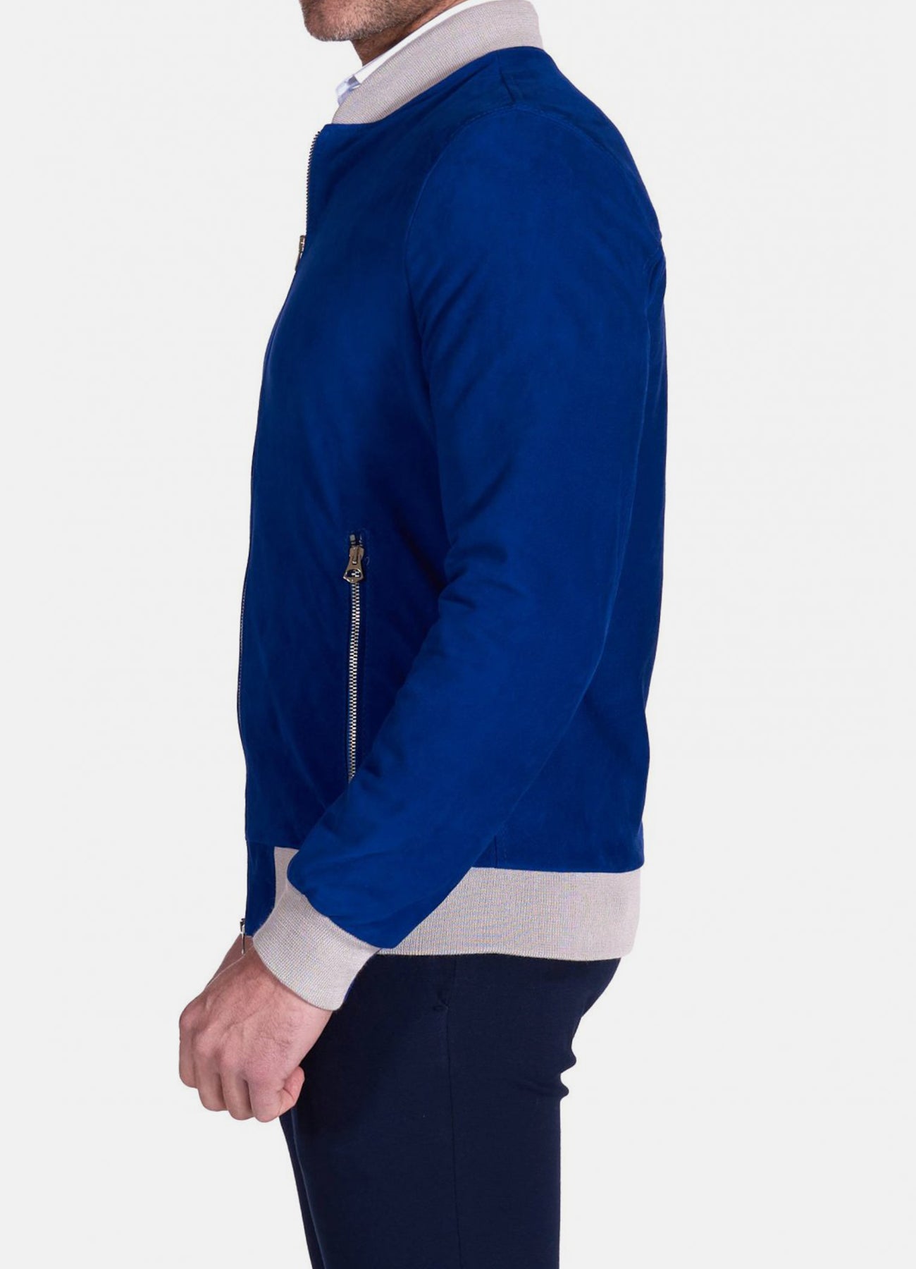 Men's Highstreet Blue Suede Leather Jacket