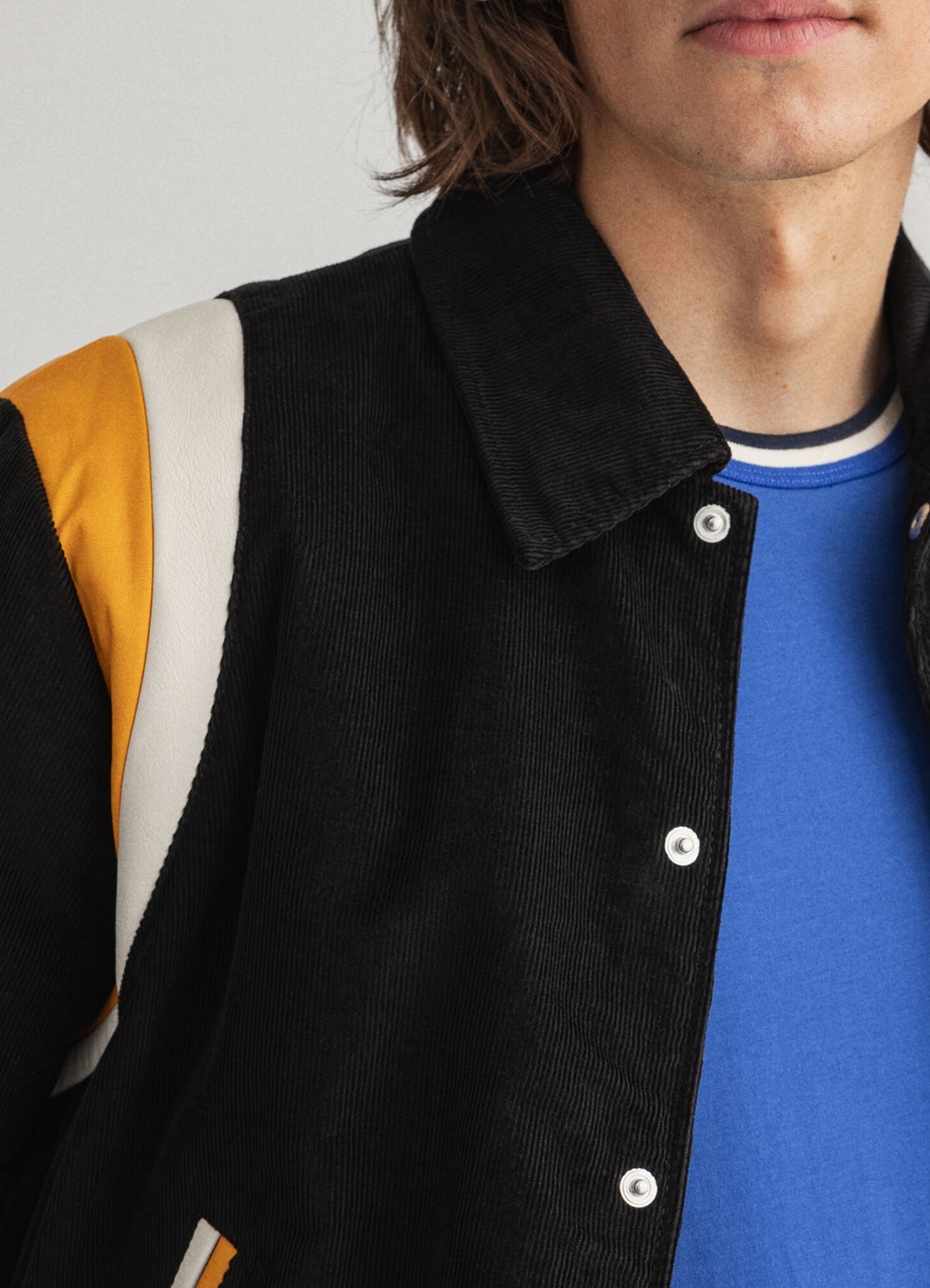 Men's Jet Black Corduroy Varsity Jacket