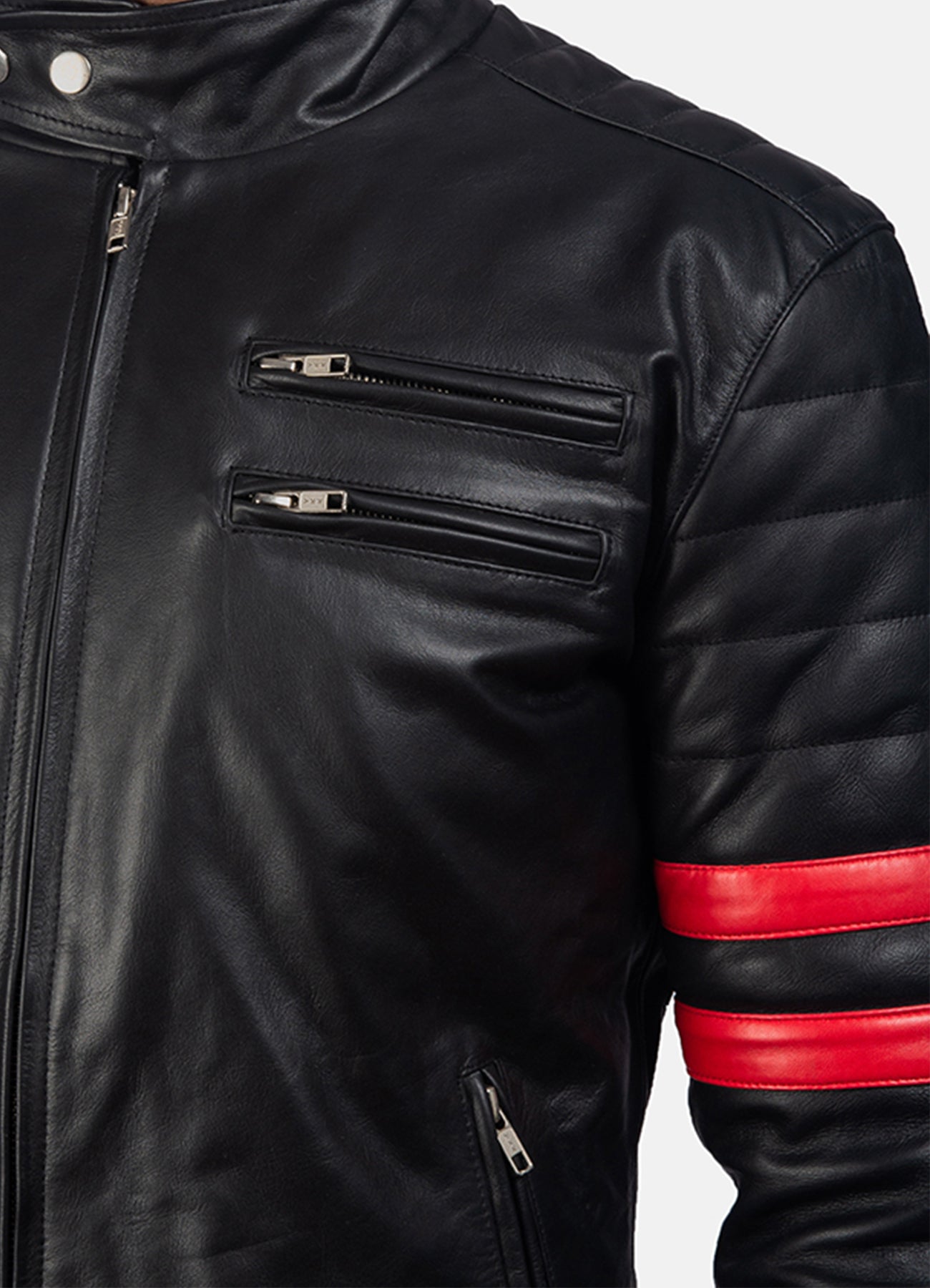 Men's Perfecto Black & Red Biker Leather Jacket