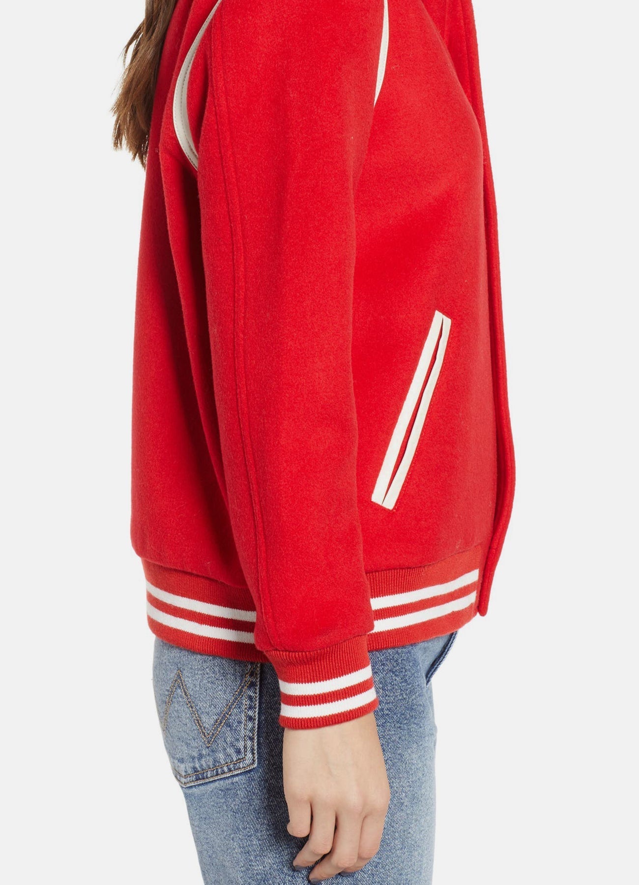 Women's Bright Red Varsity Jacket