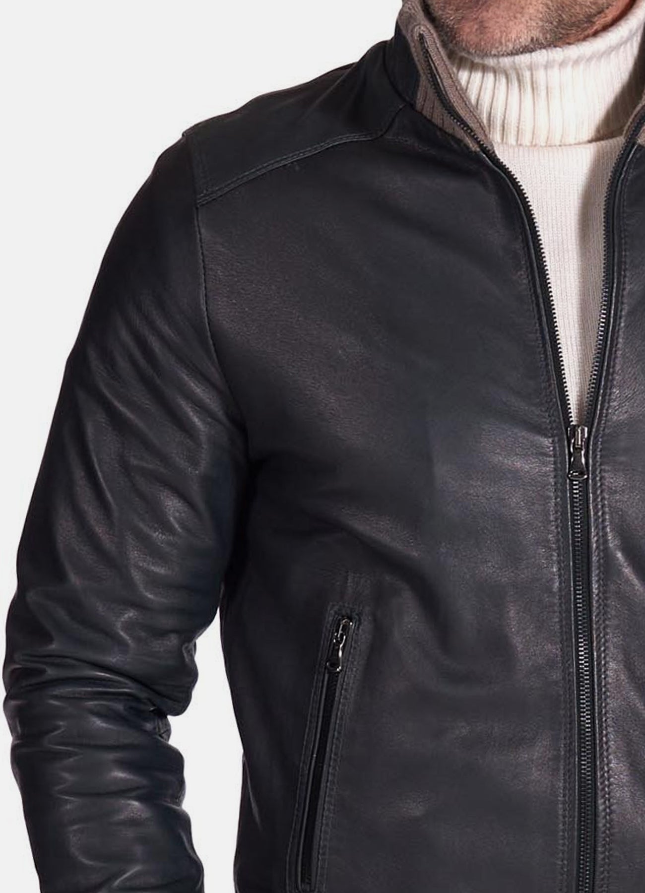 Men's Vintage Style Black Bomber Leather Jacket