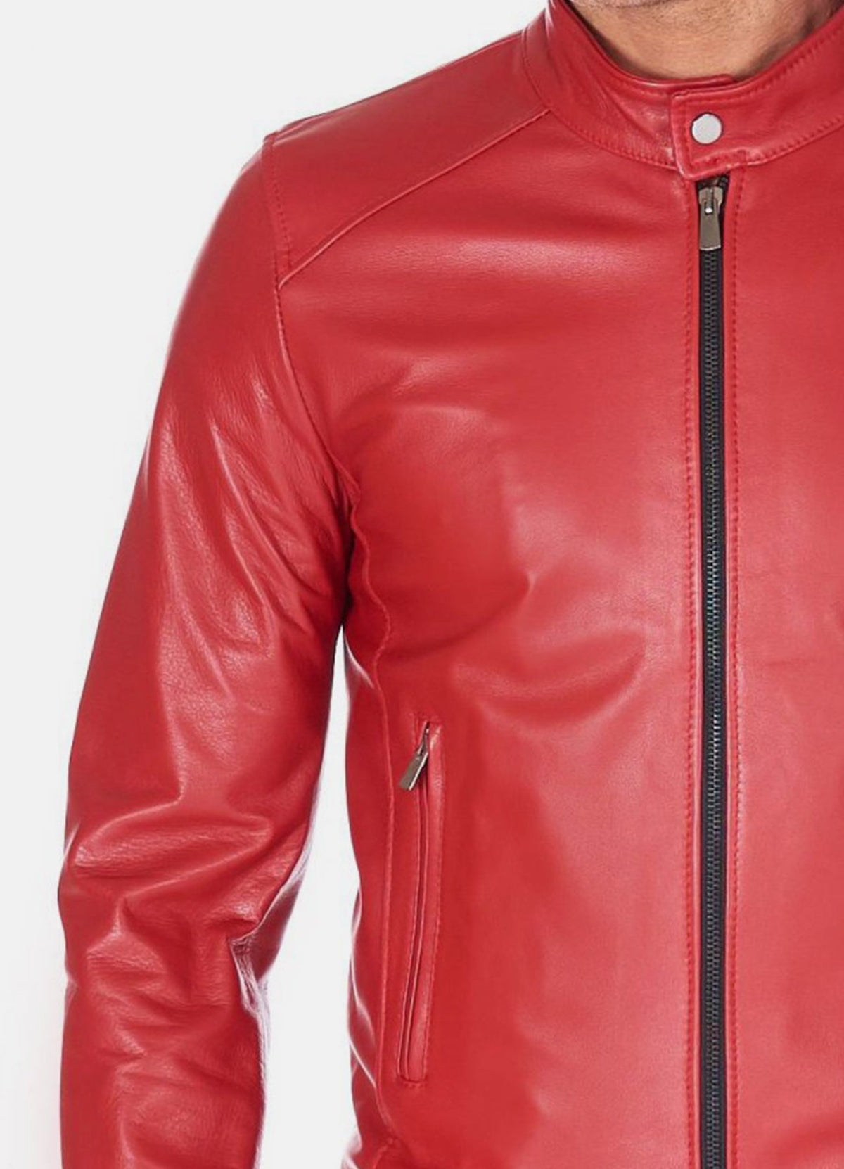 Men's Premium Red Biker Leather Jacket