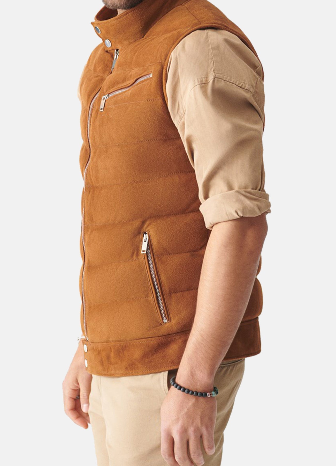 Men's Casual Tan Suede Leather Vest