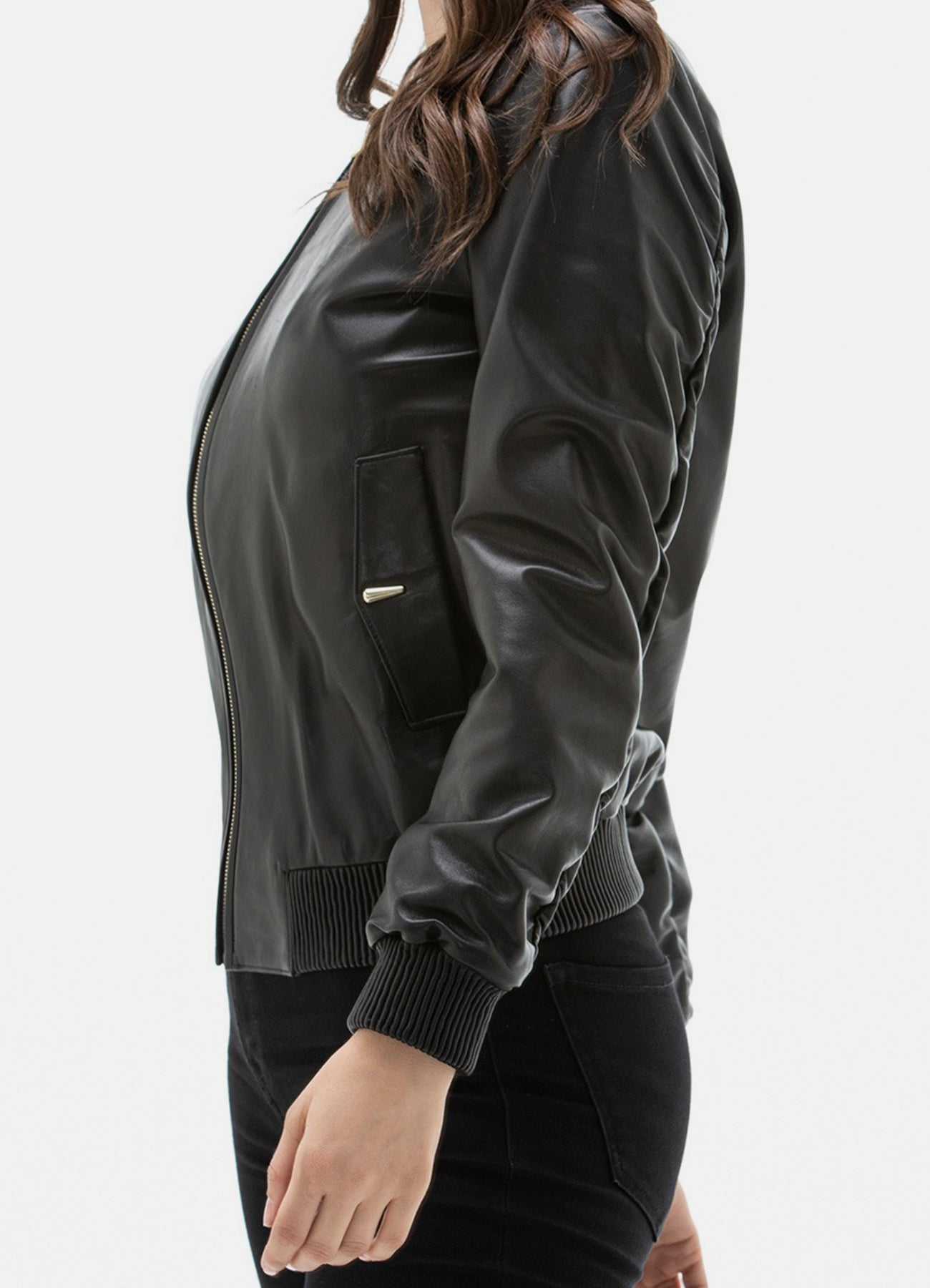 Women's Piano Black Bomber Leather Jacket