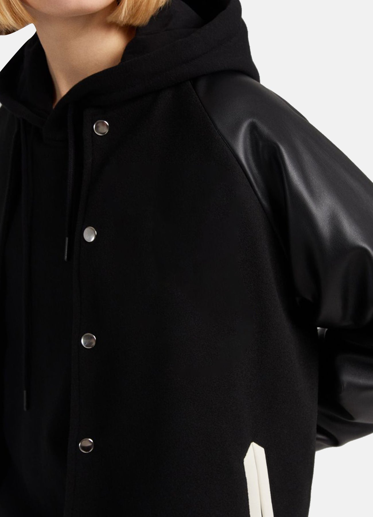 Women's Oversized Black Varsity Jacket