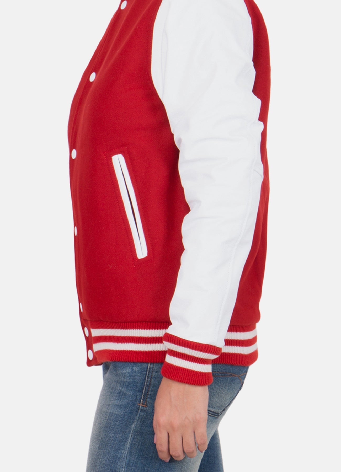 Women's Classic Red and White Varsity Jacket