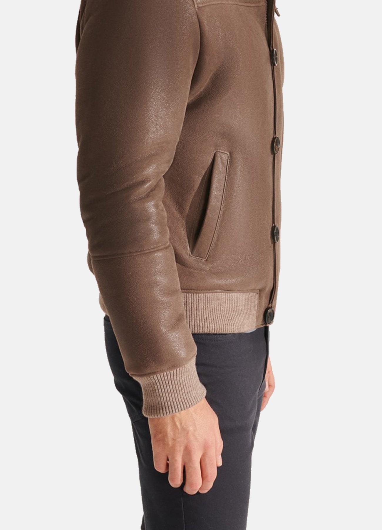 Men's Dark Brown Shearling Leather Jacket
