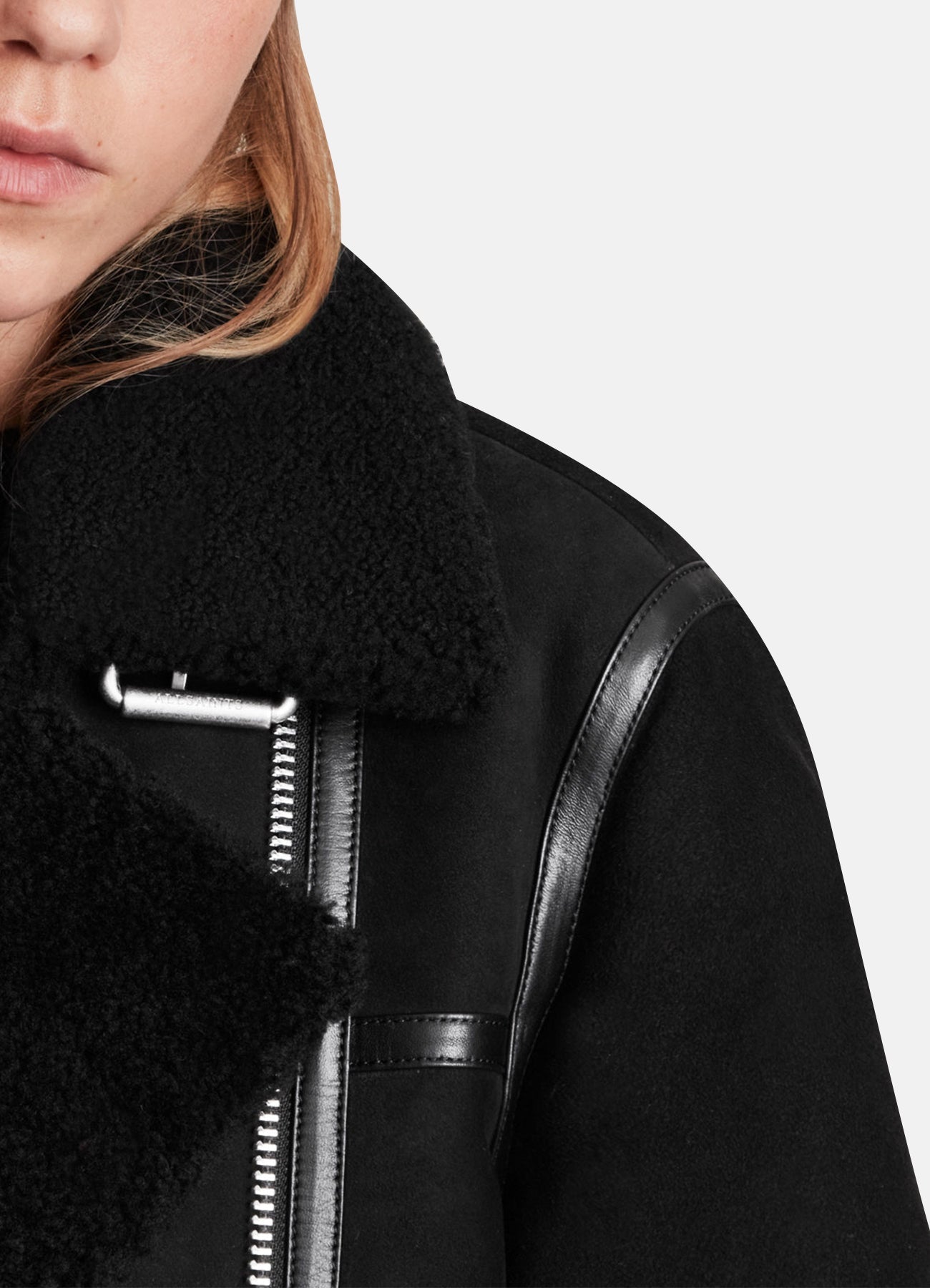 Women's Matt Black Shearling Leather Jacket