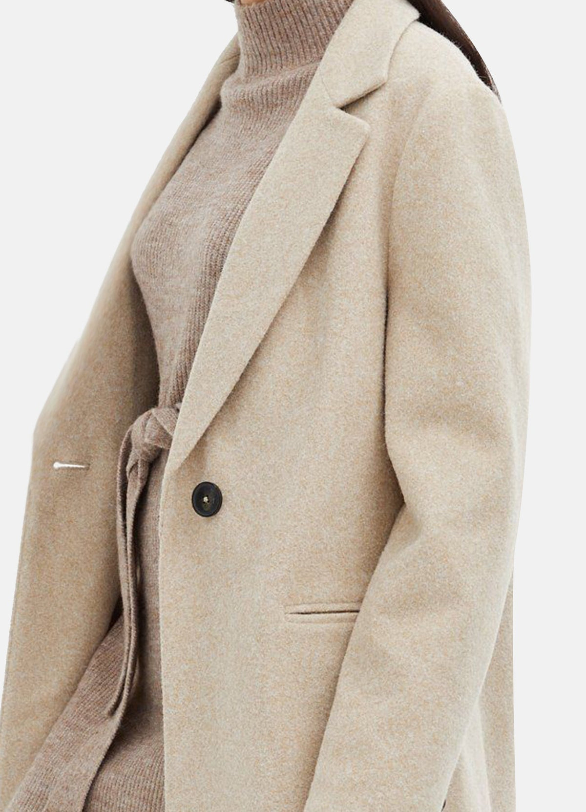 Women's Off White Wool Long Coat