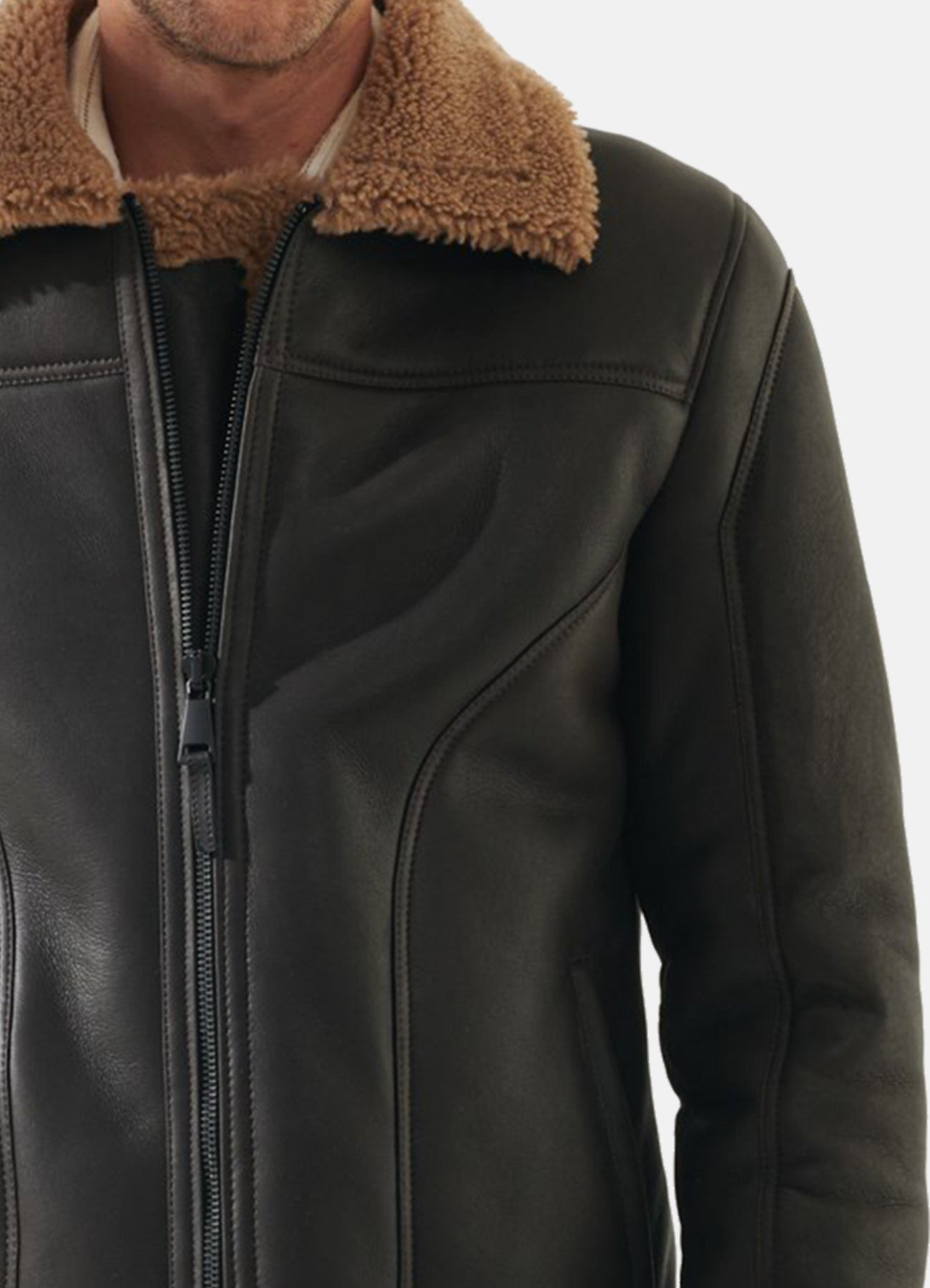 Men's Pitch Black Shearling Leather Jacket