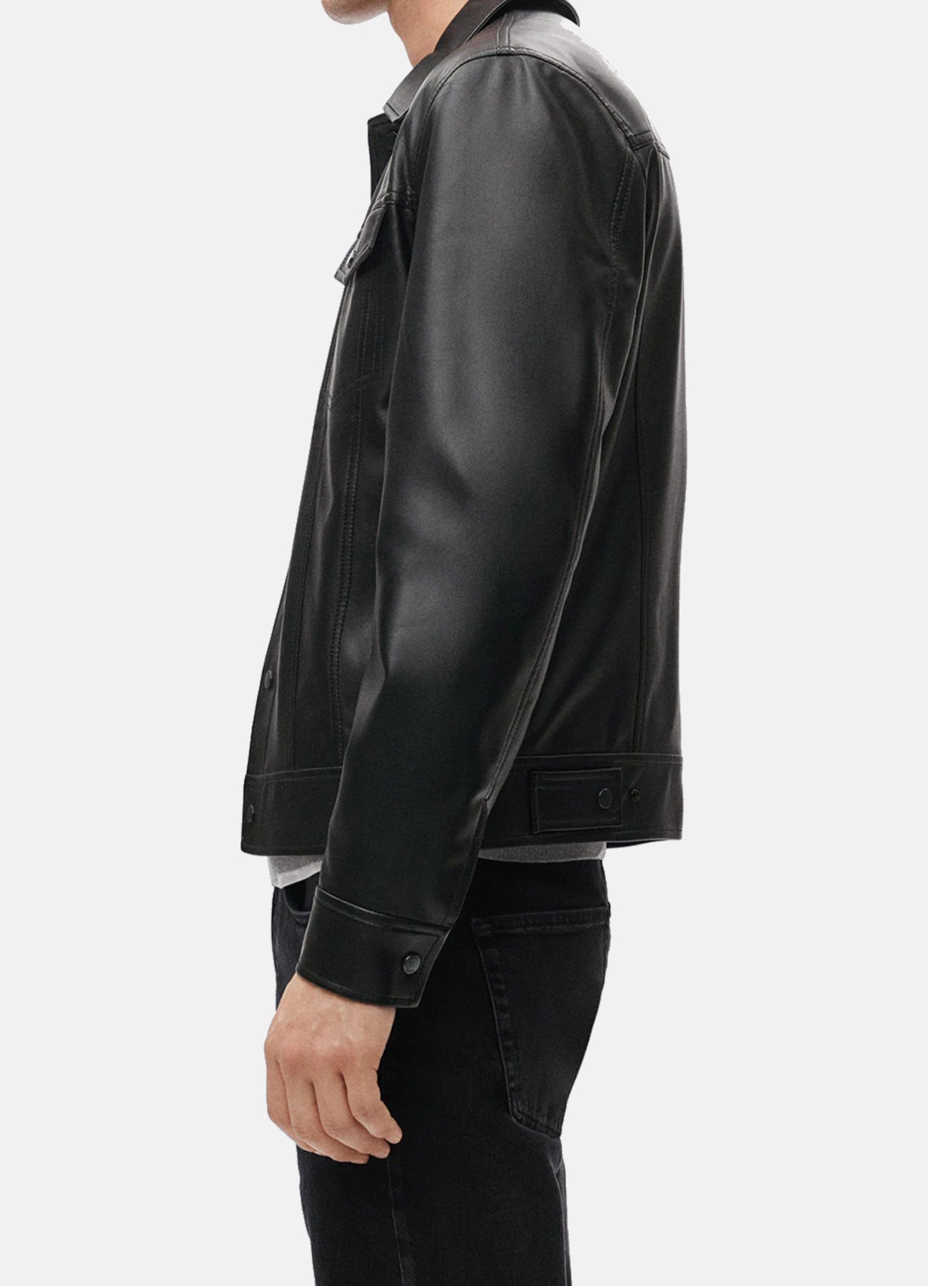 Men's Charcoal Black Biker Leather Jacket