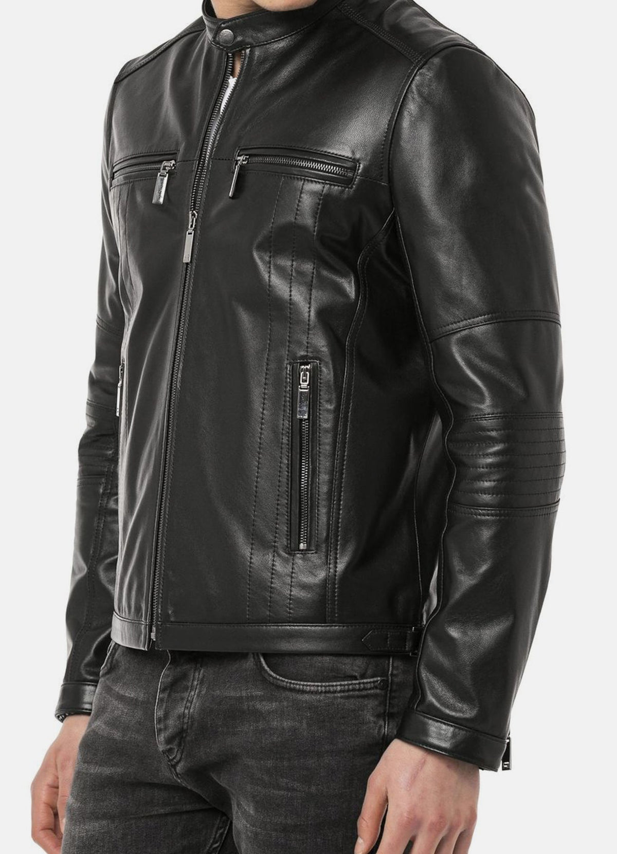 Men's Black Biker Leather Jacket