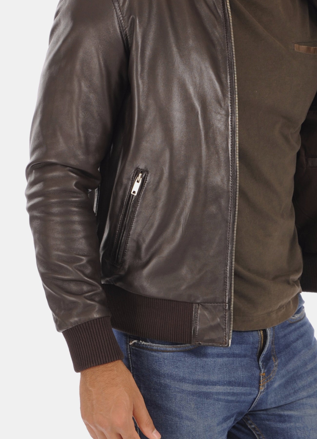 Men's Dark Brown Vintage Bomber Leather Jacket