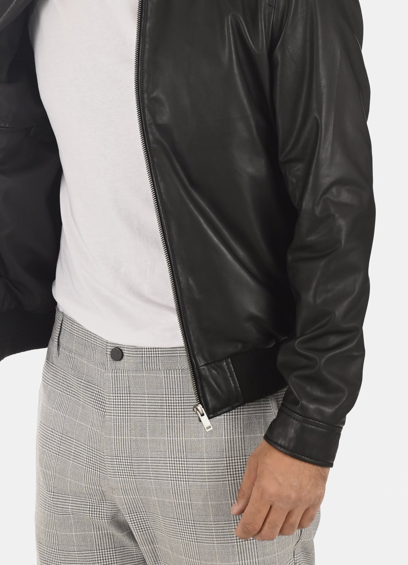 Men's Deep Black Bomber Leather Jacket