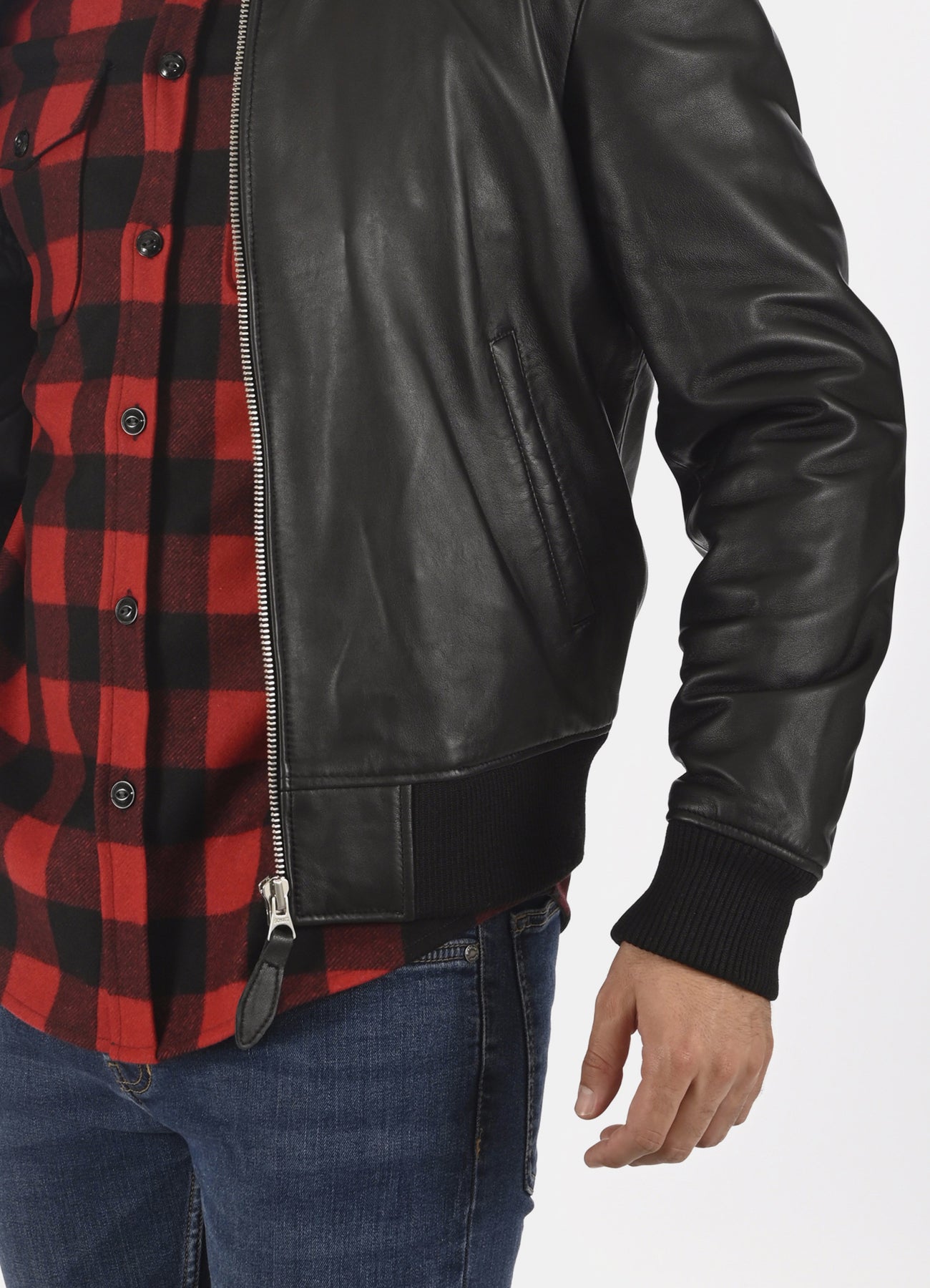 Men's Pitch Black Bomber Leather Jacket