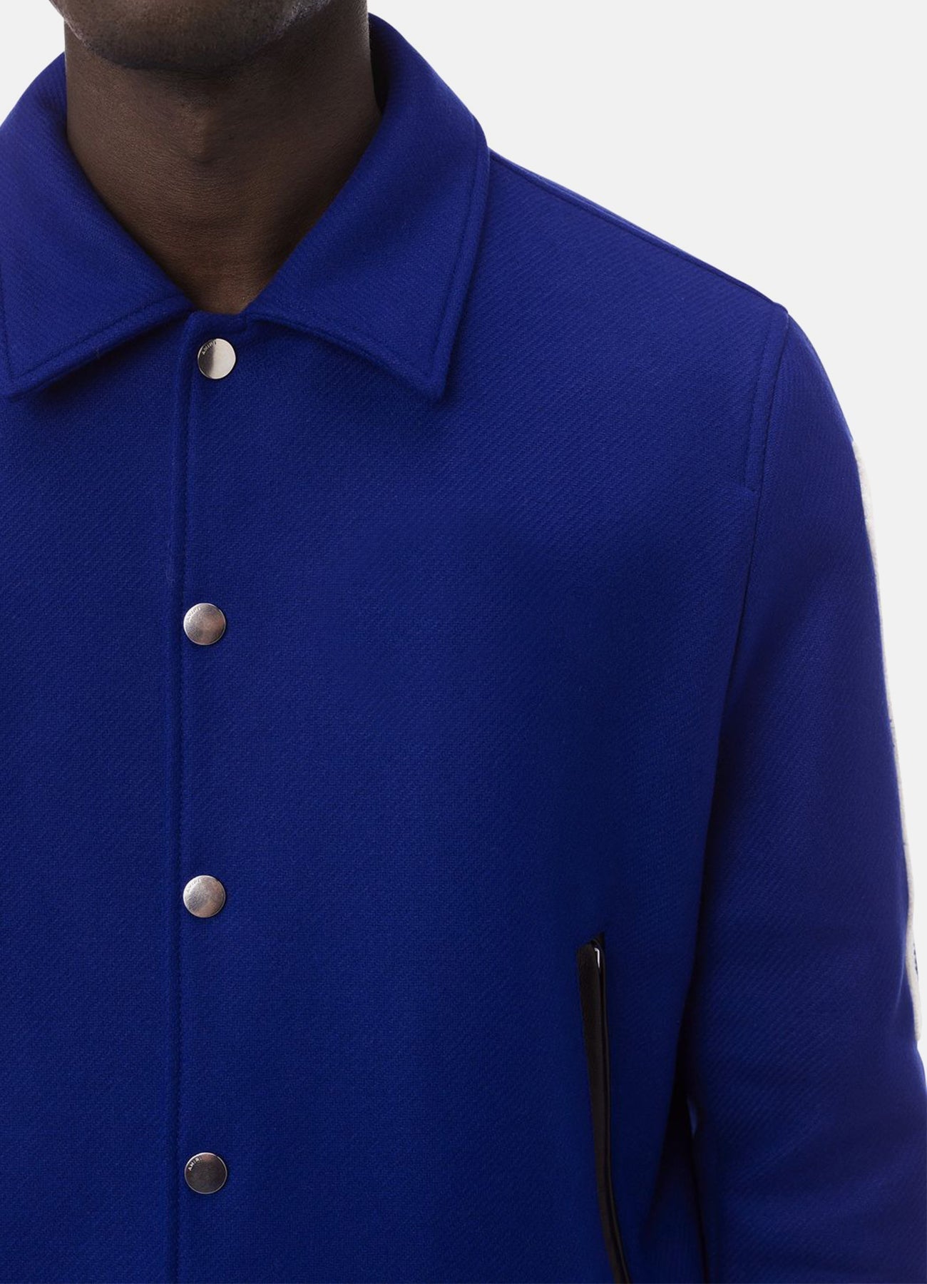 Men's Royal Blue Bone Design Varsity Jacket